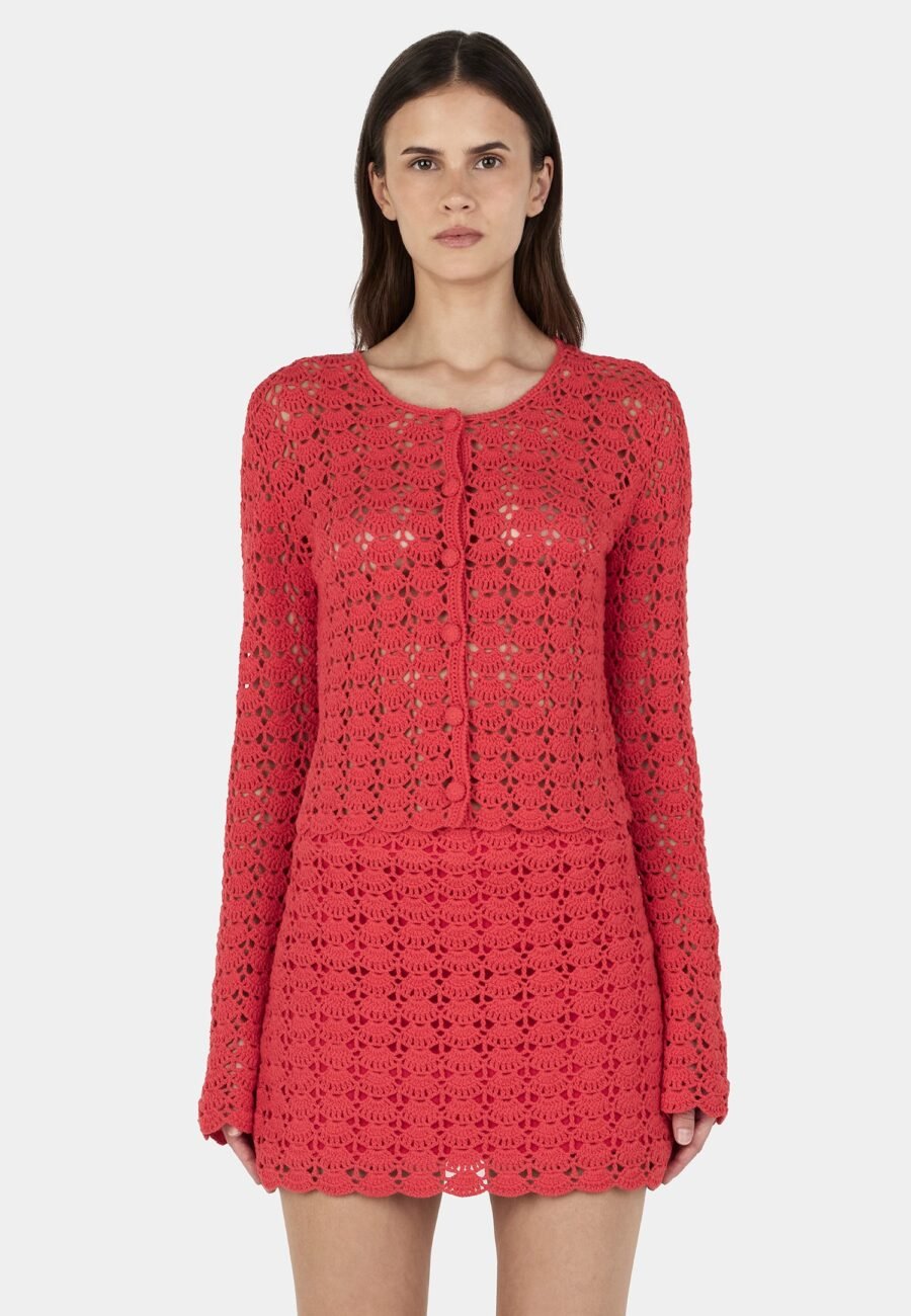 Cleo Crochet Cardi Red Crochet