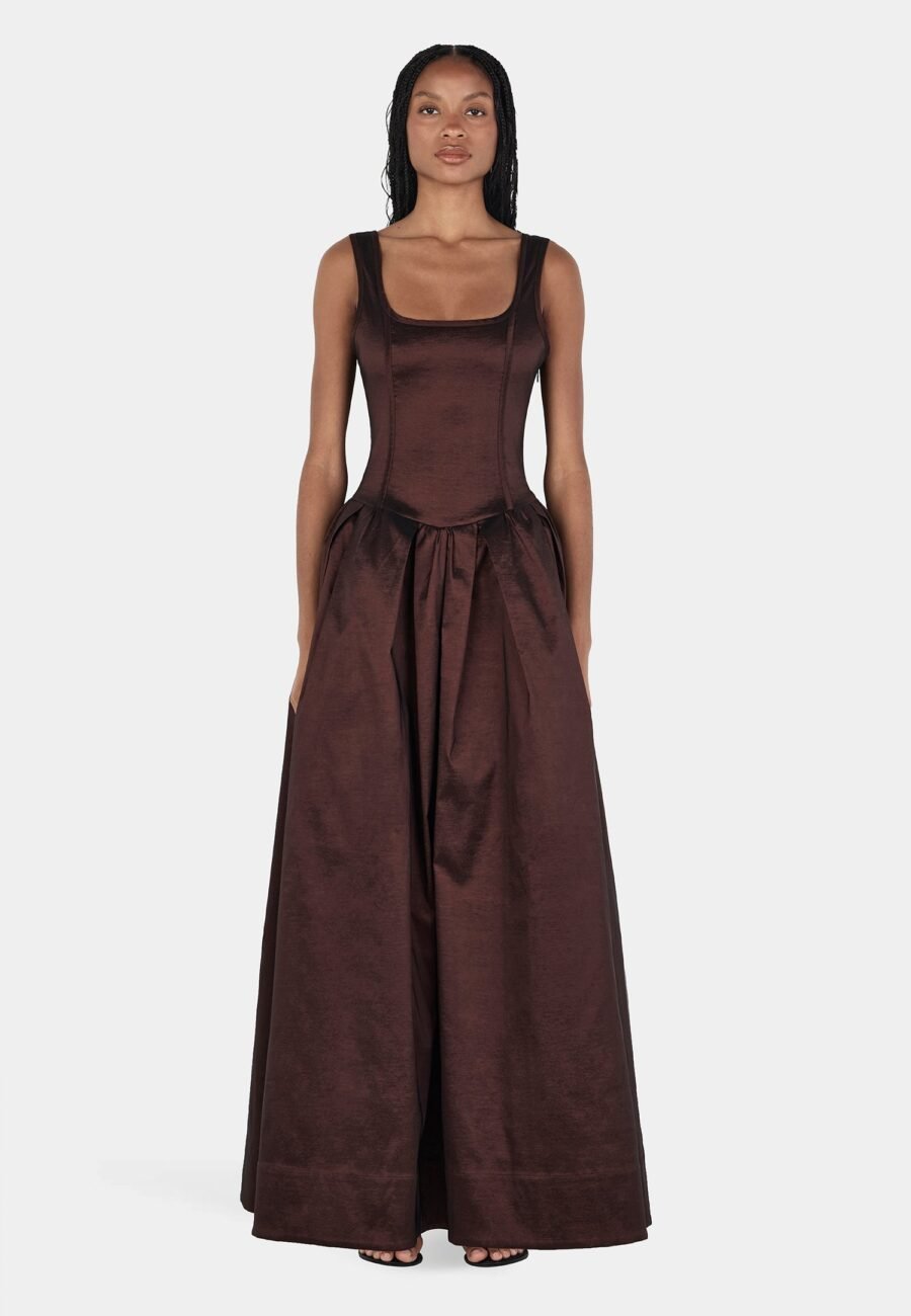 Posey Taffeta Gown Chocolate
