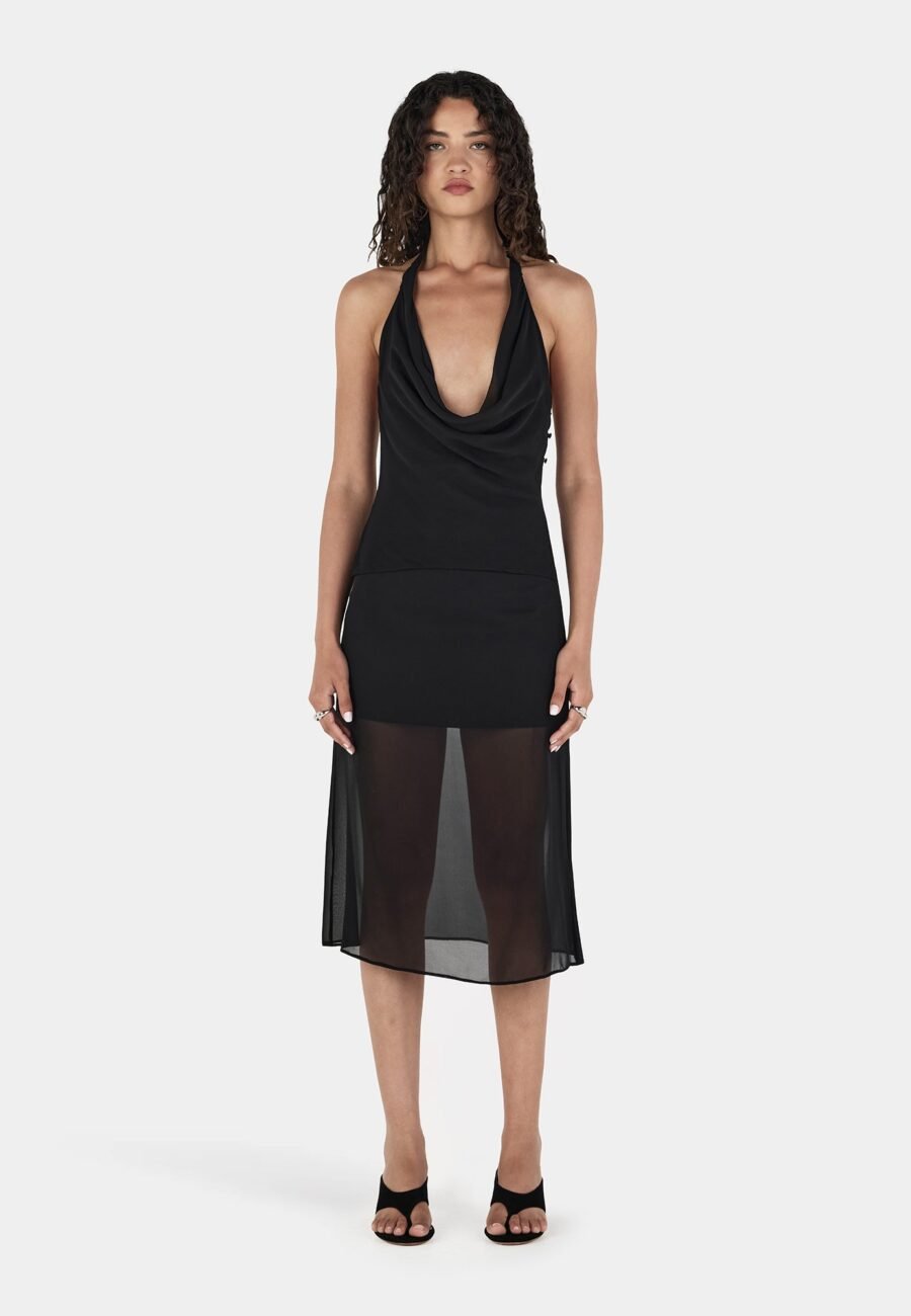 Moss Multi Skirt Black