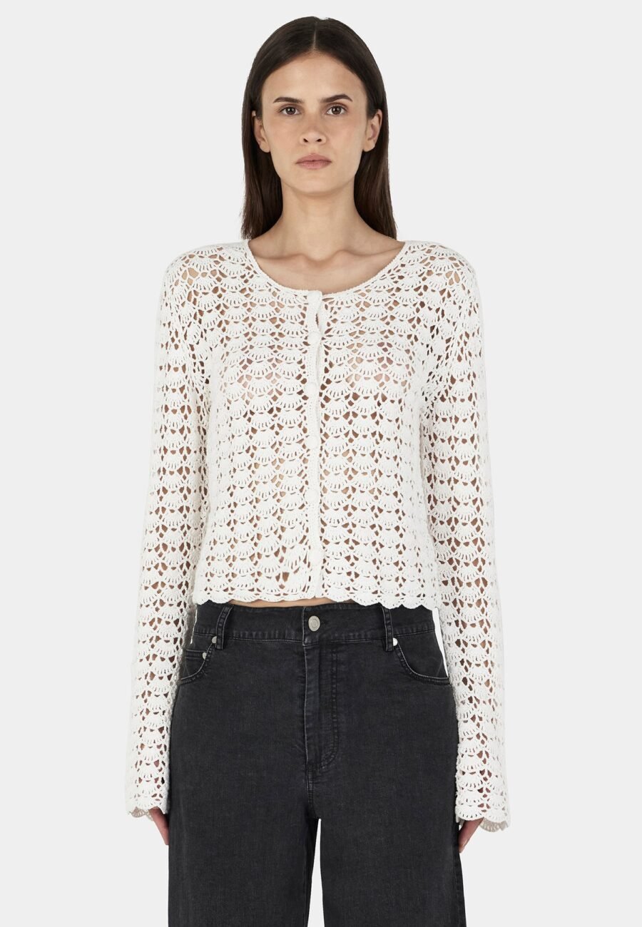 Cleo Crochet Cardi Cream Crochet