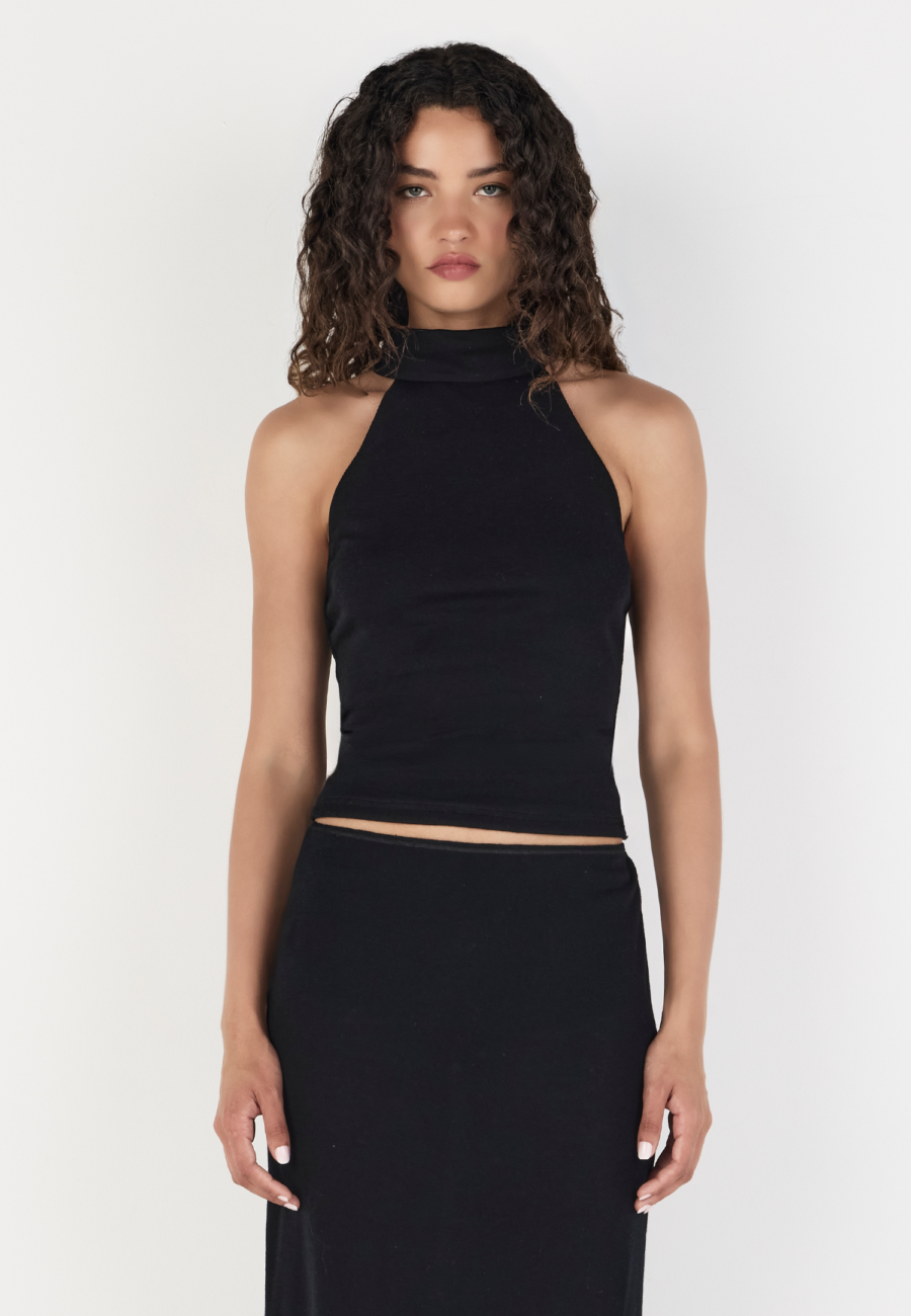 Sabina Wool Halter Top Black